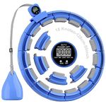 Sonkoloro Smart Weighted Hula Ring Hoops, Quiet Fitness Hoop with Ball, Fit Plus Size 128CM, Digital Circle Calorie Counter,Weight loss Silent Hoola 18 Adjustable Links, Blue