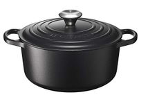 Le Creuset Signature Enamelled Cast Iron Round Casserole Dish With Lid, 24 cm, 4.2 Litres, Matte Black, 21177240000430