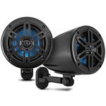 Pyle 5.25” Waterproof Off-Road Speakers - 180W 2-Way Marine Woofer Sound System w/ 360° Rotatable Bracket, Full Range Outdoor Audio Stereo Speaker for Motorcycle ATV Jeep Boat, Includes Bracket(Black)