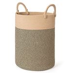 ZLG Woven Laundry Basket 56L Large Wicker Basket for Toy Storage Dirth Clothes Hamper Boho Decoravite Basket with Handles, 14 x 14 x 20 inches