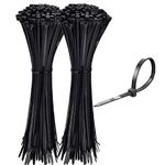 200pcs Black Zip Ties Heavy Duty 12 Inch Width 0.18 inch 54lbs Tensile Strength Self-Locking Industrial UV Resistant Nylon Cable Wire Ties