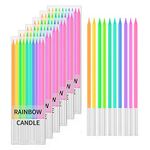 BEAN LIEVE 60-Count Rainbow Birthday Candles - Colorful Birthday Candle Long Thin Cake Candles Cupcake Candles for Birthday, Wedding & Lucky Party Cake Decoration