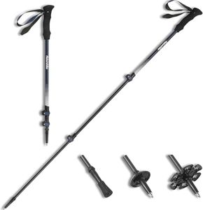 Naturehike 1 Piece 3K Carbon Fiber Trekking Pole-Collapsible and Telescopic 3 Section Ultralight Hiking Pole for Women Men Walking Pole Travel Backpacking Camping (Navy Blue / 53.1 inch)