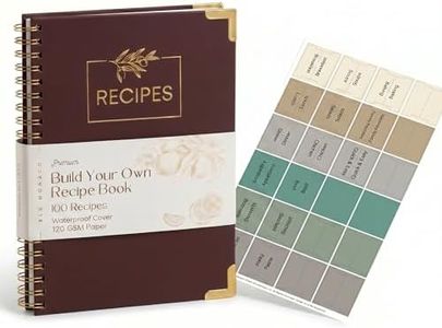 BLU MONACO Large Blank Recipe Book to Write in Your Own Recipes, Spiral Bound (Brown), 8.5 x 11, 160 Pages, Lay-Flat Design, Thick Paper, Metal Corners, Color Category Tabs, Cooking Reference Guides