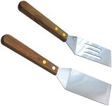 Chef Craft Set of 2 Stainless Steel Mini Wood Handle, Slotted Solid Blade Cookie Spatula, Silver