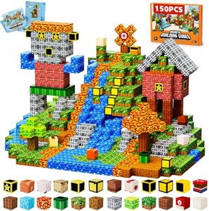150 PCS Magnetic Blocks - STEM Building Toys for Creative Kids Ages 3-10, Sensory Stacking Cubes with Idea Booklet, for Boys & Girls