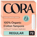 Cora Organic Cotton Tampons with Applicator (72 Count; Regular)