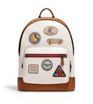 COACH West Men's Leather Backpack (Gunmetal/Chalk Multi With Rainbow patches LGBTQ Pride)