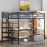 SOFTSEA Metal Loft Bed with Desk fo