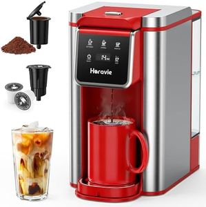 Single Serve Coffee Maker for K-Cup Pod and Grounds, Hot and Iced Coffee Maker with 5 Brew Sizes, 50oz Removable Reservoir, Fast Brewing One Cup Coffee Machine, Stainless Steel, Silver