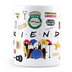 MC SID RAZZ Friends TV Series Ceramic Coffee Mug with Coaster, Infographic White