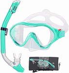 Kids Snorkel Set,HHAO Sport Dry Top Snorkel Mask Scuba Snorkeling Gear Anti-Leak Impact Resistant Panoramic Tempered Glass Easy-Breath Snorkeling Packages Freediving Gear for Youth Boys and Girls