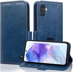 Case for Samsung Galaxy A55 5G Wallet Case Cover, Samsung A55 Phone Case Shockproof Durable PU Leather Flip Cover with Card Holder A55 Samsung Case Anti-Theft Brush Protective Case A55 Cover - Blue