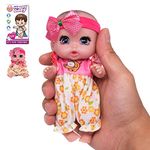 Beem Jun 6" Cute Small Baby Doll Newborn Baby All Vinyl Reborn Baby Dolls for Girls Swivel Mini Dolls 16 cm Crying Baby DIY Toys for Ages 3+(Pink)