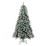 PATPAT® 150cm Christmas Tree for Home Decor with Snow Flocked Branches, Pinecones & Red Berries, Premium Xmas Trees for Christmas, Office School House Restaurants Store Decoration