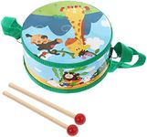 STOBOK Kids Drum Wood Toy,Wooden Drum Set with Carry Strap Stick Drum Sensory Musical Instrument Toy Childrens Day Birthday Gift for Toddlers Baby, Green, m