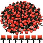 Kalolary 200Pcs 1/4Inch Adjustable Micro Drip Irrigation System Watering Sprinklers Anti-Clogging Emitter Dripper Red Garden Supplies