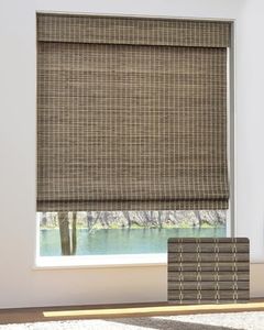 UNISHADES Cordless Bamboo Roman Shades for Windows, Size (26.5" W × 48" H) Colour (BDP-Driftwood)