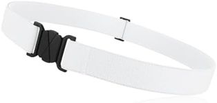 JASGOOD Women No Show Stretch Belt Flat Buckle Elastic Belt for Jeans Pants Dresses (White)