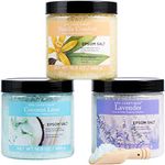 Spa Luxetique Bath Salt 3 x 480g, Premium Pure & Natural Epsom Salts for Soaking, Bath Salt for Women Include Lavender, Vanilla, Coconut Lime Nourishing, Christmas Birthday Gifts Idea for Women