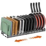 Housolution Cutting Board Organizer Rack, Expandable Baking Tray and Cookie Sheet Organizer with 14 Adjustable Dividers, Bakeware Organizer Pot and Pan Holder for Cabinet, Black