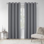 VEHEDE Grey Blackout Bedroom Curtains 96 Inch Extra Long, Thermal Insulated Top Ring Curtains for Sliding Door, Noise Reducing Eyelet Drapes for Living Room, W55 x L96 Inch, Grey, 2 Panels