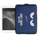 kwmobile Neoprene Pouch Compatible with 9,7"-11" Tablet - Sleeve with Zipper - Don't Touch My Pad White/Dark Blue