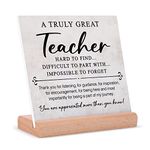 Gowelly Teacher Gifts - Acrylic Plaque with Wooden Base, Thank You for Leaving Retirement, Cards, Appreciation Presents