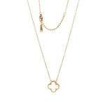 Lucky Clover Necklace For Women Girls, 18K Gold Plated Cute Fashion Simple Girls Titanium Steel Hypoallergenic Pendant, Titanium Steel, No Gemstone