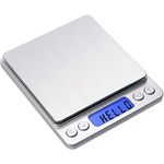 Digital Gram Scale Toprime 500g 0.01g Food Scale High Precision Kitchen Scale Multifunctional Stainless Steel Pocket Scale with Back-Lit LCD Display Tare PCS Features, Silver