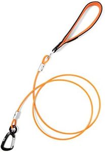 Mighty Paw Dog Leash - Anti Biting Dog Leash - Chew Proof Metal Cable - Ideal for Large Dogs and Teething Puppies - Braided Cord with Padded Handle - Six Foot Dog Leash - Dog Leash Cord - (Orange)