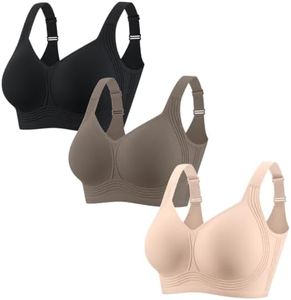 PoseFree Jelly Bras for Women No Underwire Comfort Supportive BLK+N+C XL