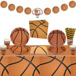 Basketball Party Decorations, Basketball Birthday Party Supplies, Include Plates, Basketball Tablecloth, Banner, Cups, Napkins, for Kids Boys Basketball Fans Birthday, Serves 20