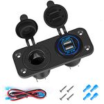 Thlevel Dual USB Charger Socket 12V/24V Power Outlet Waterproof Cigarette Lighter Socket for Rocker Switch Panel on Car Marine Boat (Type D)