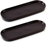 Ceramic Sink Tray, Bathroom Counter Tray, Bathtub Tray, Cosmetics Dish, Candle Tray, Perfume Shampoo Liquid Soap Tray Simple Style Design Suit for Bathroom and Kitchen (2pcs Black)