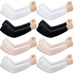 Janmercy 8 Pairs Elderly Skin Thin Protector Sleeves Bruise Abrasions Protective Arm Sleeve, White, Beige, Black, Gray, as shown