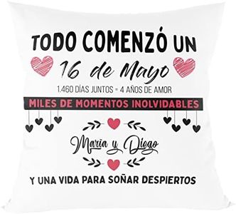 ZPUBLI+ Cojines Fibra siliconada Personalizados para Parejas (Varias Medidas) Regalo Original para Novios para Bodas (Frase y Fecha Aniversario)