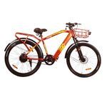 GOSPORTY Electric Cycle, Perfect for Transportation and Utility with Detachable Carrier and Front Basket, Dual Disc Brakes, 36V Lithium-Ion Battery, Carbon Steel Frame, LED Display (Black & Orange)