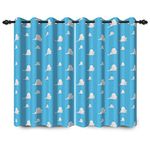 YONGFOTO 117x183cm Cartoon Pattern Window Curtains White Fluffy Clouds Drawing Blackout Drapes Modern Minimalist Style Dreamy Baby Blue Home Curtains with Eyelets for Kids’ Bedroom Decor 2 Panel