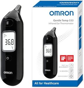 OMRON Gentle Temp 533, Infrared Digital Ear Thermometer for Babies, Children and Adults, In-Ear Thermometer with High-Speed 1-Second Measurement and Probe Cover-Free Design, Black