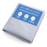 Delta Children Breathable Crib Mattress Pad Cover - 100% Breathable Mattress Pad Cover for Cribs - Elastic Edges for Secure, Universal Fit - Machine Washable - 1 Pack, Blue