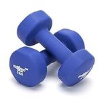 Neoprene Dumbbell Weights (Sold as One Pair) - 0.5kg, 1kg, 2kg, 3kg, 4kg, 5kg - Perfect Hand Weights for Strength Building, Muscle Toning, Home Gym and Rehabilitation. (Blue - 5kg x 2)