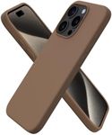 ORNARTO Compatible with iPhone 15 Pro Case 6.1", Liquid Silicone 3 Layers Full Covered Soft Gel Rubber Cover, Shockproof Protective Slim Phone Case with Anti-Scratch Microfiber Lining-Brown