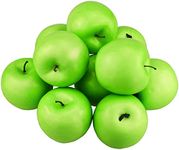 Ulalaza 10pcs Green Apple Fake Fruit Artificial Realistic Model Lifelike Decorative Fruits & Vegetables for Hand Made Home, House Kitchen Party Decoration Desk Ornament