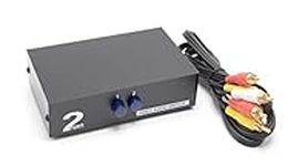 2 Way AV Switch - 2 Input 1 Output RCA Selector Switch for Composite Audio and Video - Switcher Box - Includes RCA Composite Cable (Black)