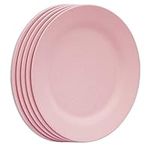 SNOMEL 11 Inch Dinner Plate Set, Extra Large Pasta Plates, Unbreakable Dishes, Lightweight Wheat Straw Salad Dinnerware, Reusable Fiber Dessert Tableware (Pink)