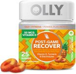 OLLY Post-Game Recover Workout Gummy Rings, Vitamin D, Turmeric, Electrolytes, Pineapple Punch Flavor - 25 Count