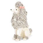 Cottage Garden Poodle Silver Tone 3.5 x 2.5 Metal Figurine Trinket Box