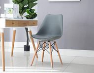 Finch Fox Polypropylene, Faux-Leather, Wood Eames Replica Nordan Iconic Chair in Grey Colour, Standard