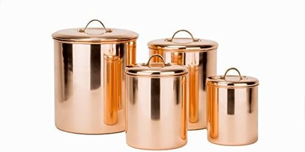 Old Dutch 1243 4 Piece Polished Copper Canister Set w/Brass knobs - 4qt, 2qt, 1½ Qt, 1 Qt